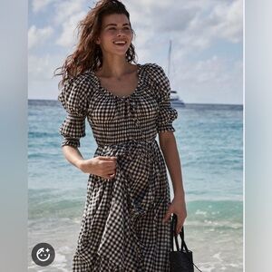 DOEN NWT Ischia Dress Noir Greta Gingham Size L